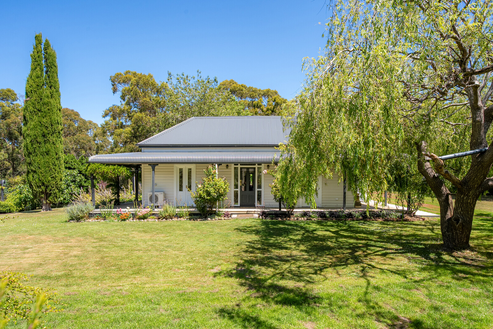 private garden with hobart view