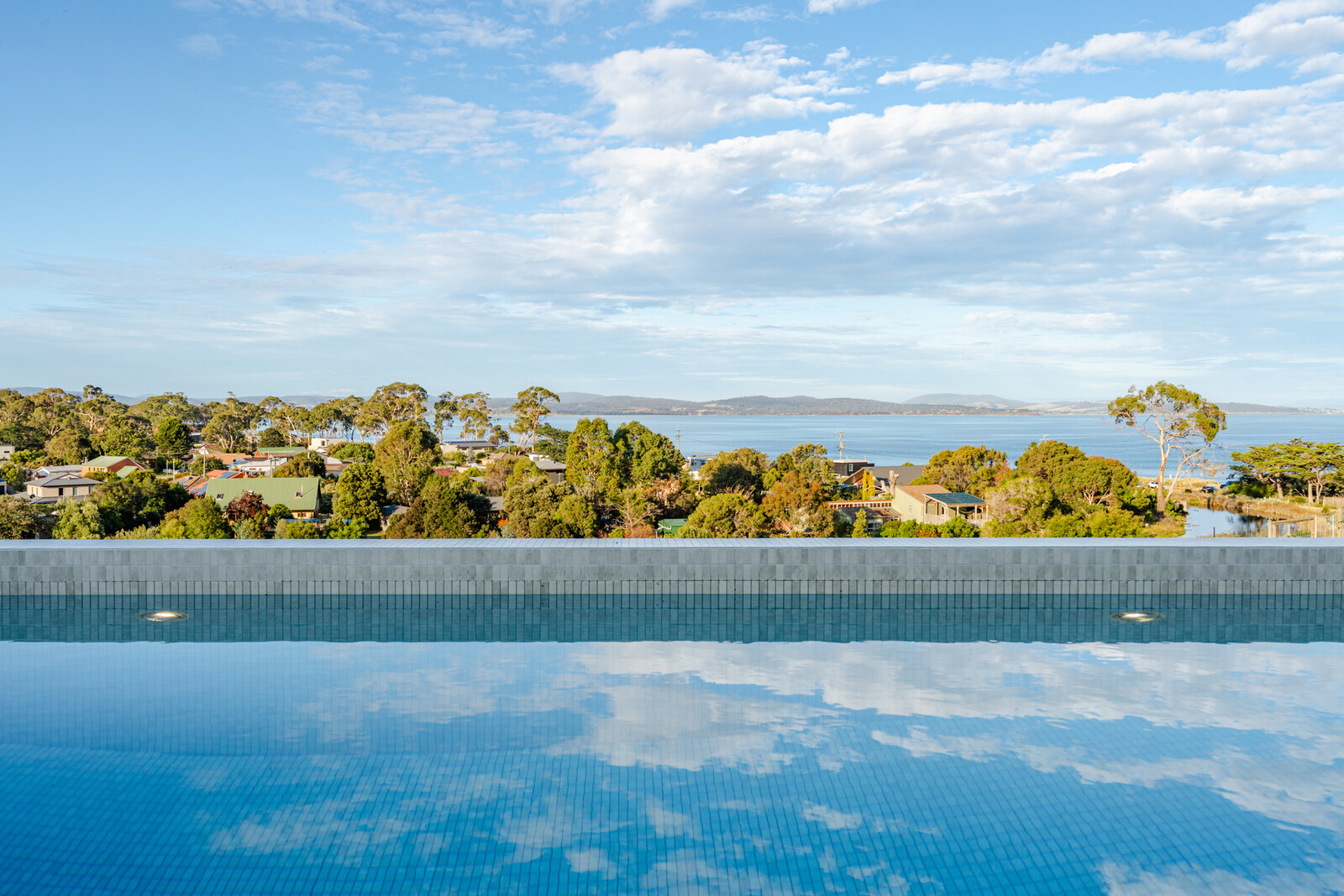 Pool with 180-degree views over Hobart Tasmania